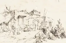 A Village Scene in India [verso], 1814/1824. Creator: George Chinnery