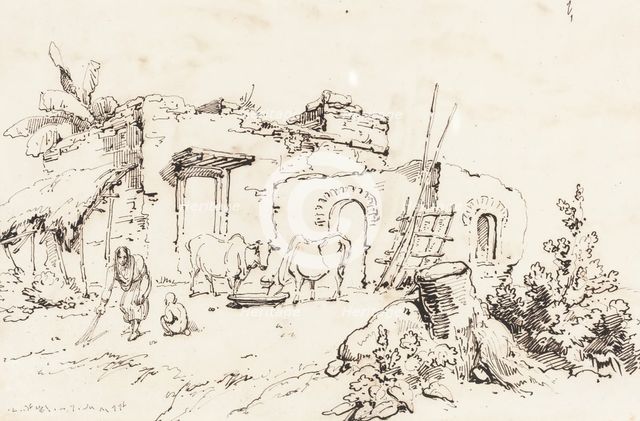 A Village Scene in India [verso], 1814/1824. Creator: George Chinnery.