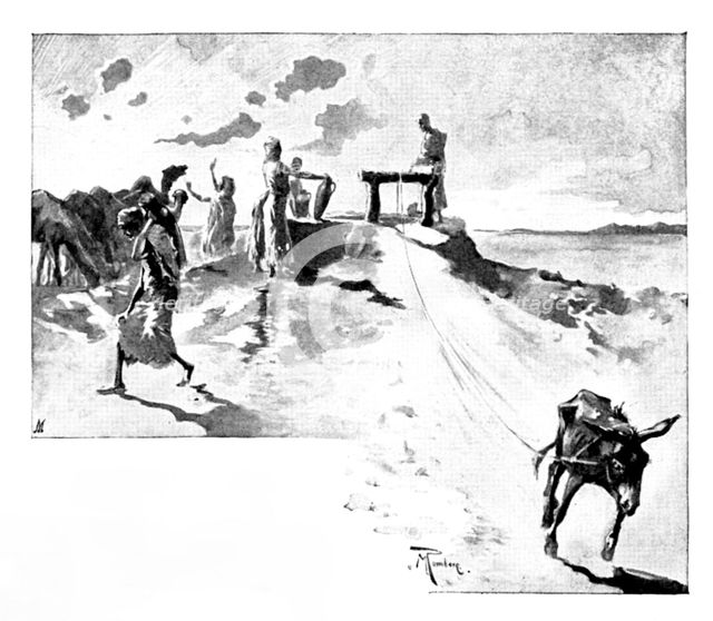 A Visit to Tafilet: a well at sunset, 1895. Creator: George Meisenbach.