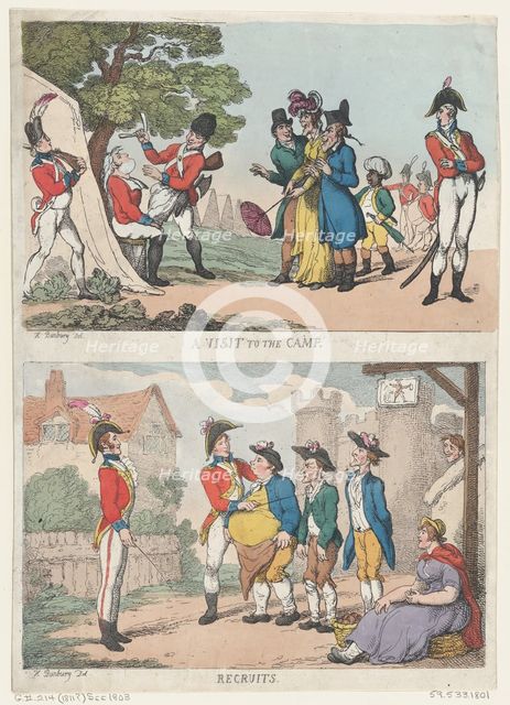 A Visit to the Camp, and Recruits, 1811 (?)., 1811 (?). Creator: Thomas Rowlandson.