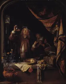 A Visit to the Doctor; A Doctor Examining Urine, 1660-1665. Creator: Gerrit Dou
