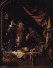 A Visit to the Doctor; A Doctor Examining Urine, 1660-1665. Creator: Gerrit Dou