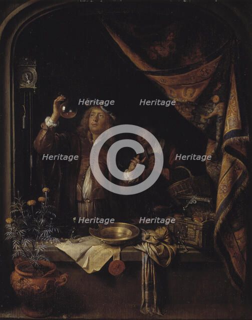 A Visit to the Doctor; A Doctor Examining Urine, 1660-1665. Creator: Gerrit Dou.