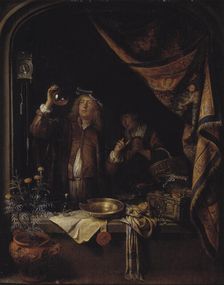 A Visit to the Doctor; A Doctor Examining Urine, 1660-1665. Creator: Gerrit Dou