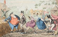 A Visit to Cockney Farm - Viewing the Grounds etc etc etc, pub. 1835. Creator: George Cruikshank (1792-1878)