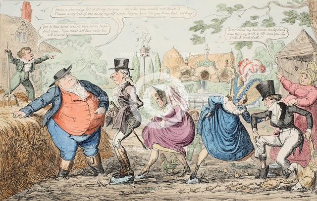 A Visit to Cockney Farm - Viewing the Grounds etc etc etc, pub. 1835. Creator: George Cruikshank (1792-1878).