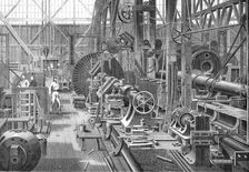 A visit to Penn's Marine Engine Factory, at Greenwich: turning a crank axle, 1865. Creator: Unknown