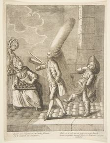 A voir det élégant et sa haute frisure, On le croiroit un Senateur, Mais ce n'est qu'un..., 1720-75. Creator: Unknown