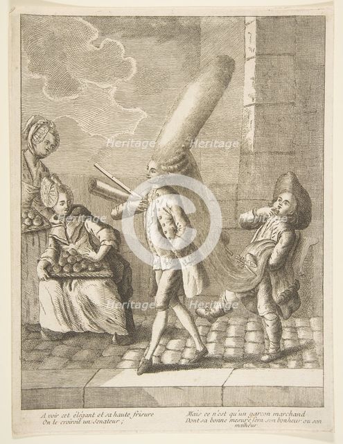A voir det élégant et sa haute frisure, On le croiroit un Senateur, Mais ce n'est qu'un..., 1720-75. Creator: Unknown.