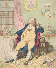A Voluptuary Under the Horrors of Digestion, July 2, 1792., July 2, 1792. Creator: James Gillray