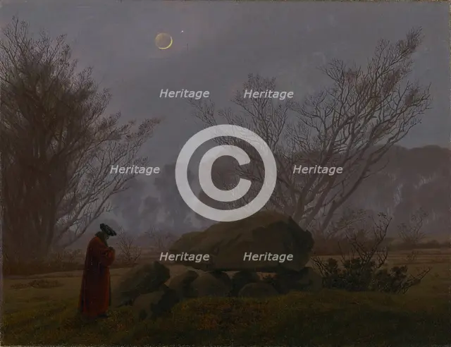 A Walk at Dusk, about 1830-1835. Creator: Caspar David Friedrich.