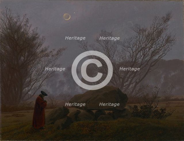 A Walk at Dusk, about 1830-1835. Creator: Caspar David Friedrich.