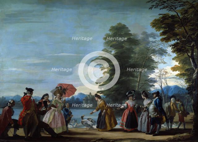 A walk along the large pond of El Retiro, 1780'.