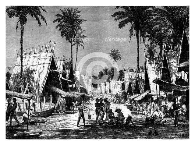 A Walk in the Arou Islands, Indonesia, 19th century.Artist: J Moynet