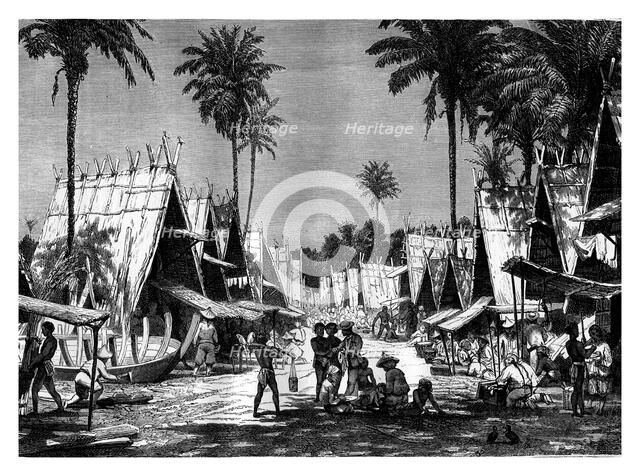 A Walk in the Arou Islands, Indonesia, 19th century.Artist: J Moynet