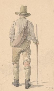 A walking man from the back, 1848. Creator: Karoly Lajos Libay