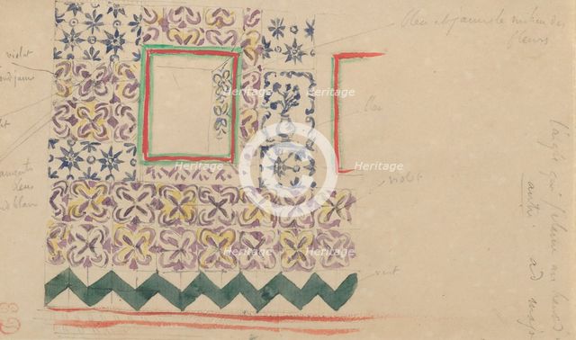 A Wall Decorated in Spanish Tiles, 1832. Creator: Eugene Delacroix.