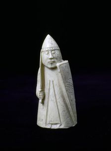 A Warder - The Lewis Chessmen, (Norwegian?), c1150-c1200