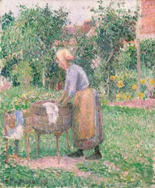 A Washerwoman at Éragny, 1893. Creator: Camille Pissarro