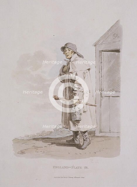 A watchman, Provincial Characters, 1813. Artist: Anon