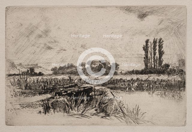 A Water Meadow, 1859. Creator: Francis Seymour Haden (British, 1818-1910).