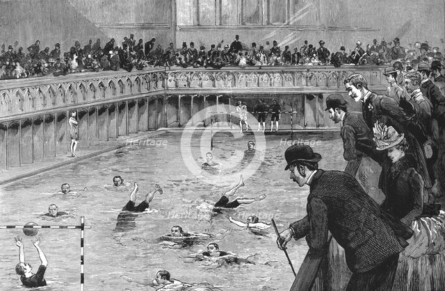 ''A Water-polo Match at the Crown Baths, Kennington Oval', 1890. Creator: Unknown.