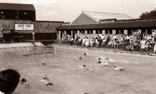 A water polo match, Yearsley baths, York, Yorkshire, 1955