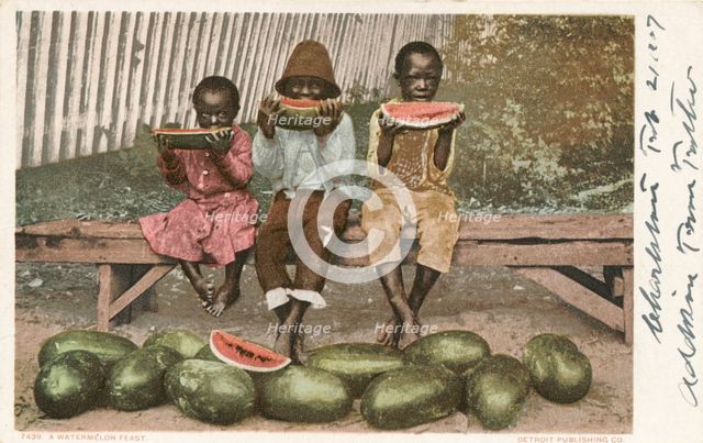 A Watermelon Feast, 1903 - 1904. Creator: Detroit Publishing Company.