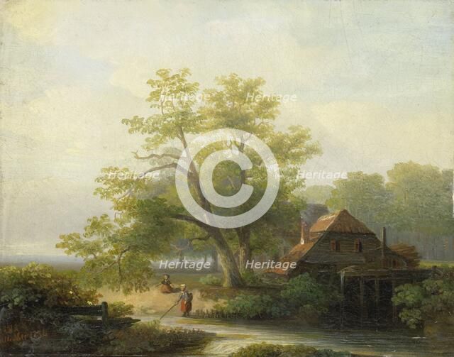 A Watermill in a Woody Landscape, 1854. Creator: Lodewijk Hendrik Arends.