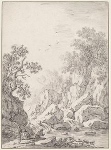 A Waterfall by Rock Cliffs, 1750s(?). Creator: Johann Christoph Dietzsch