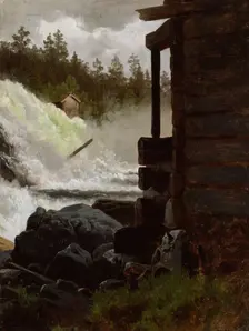 A Waterfall, c1834-1876. Creator: Adolph Tidemand