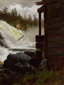 A Waterfall, c1834-1876. Creator: Adolph Tidemand