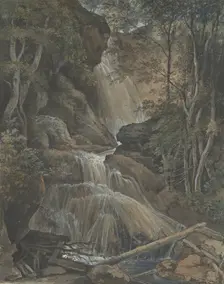 A Waterfall in a Forest at Langhennersdorf, 18th-early 19th century. Creator: Christoph Nathe
