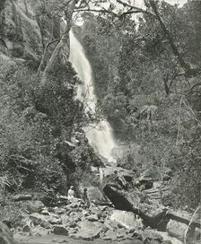 A waterfall near the village, Nuwara Eliya, Ceylon, 1895. Creator: W & S Ltd