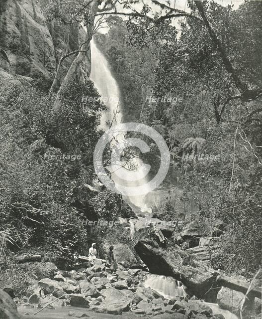 A waterfall near the village, Nuwara Eliya, Ceylon, 1895. Creator: W & S Ltd.