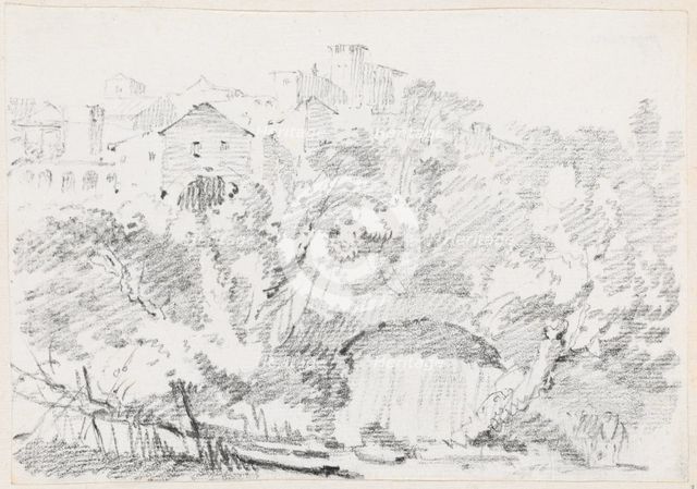 A Waterfall near a Hilltown in Italy, 1744/1750. Creator: Joseph-Marie Vien the Elder.