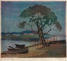 A Waterside Village c1921. Artist: Archibald Bertram Webb