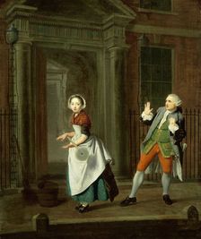 A well dressed servant girl spins her mop, c1764. Creator: Edward Penny