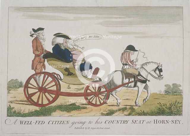 'A Well-Fed Citizen going to his Country Seat at Hornsey', 1773. Artist: Anon