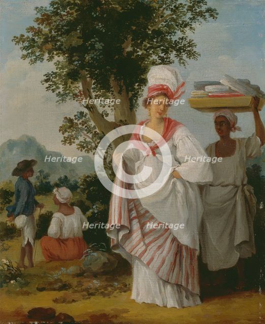A West Indian Creole Woman Attended by her Black Servant, ca. 1780. Creator: Agostino Brunias.