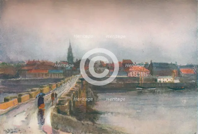 'A Wet Day, Old Berwick Bridge', c1877-1906, (1906). Creator: Robert Buchan Nisbet.