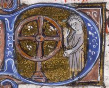 A wheel of fortune, early 14th century. Creator: Unknown