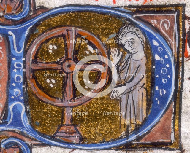 A wheel of fortune, early 14th century. Creator: Unknown.