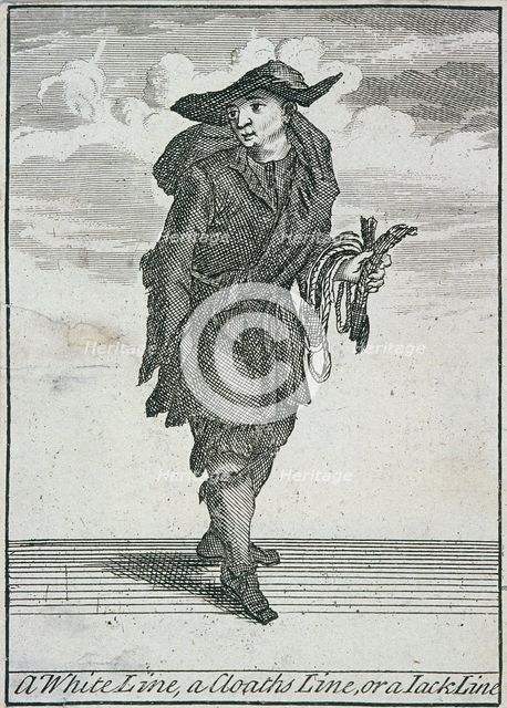 'A White Line, a Cloaths Line, or a Jack Line', Cries of London, (c1688?). Artist: Anon