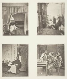 A Whiff of the Opium Pipe at Home; After Dinner; Reading for Honours; The Toilet, c. 1868. Creator: John Thomson