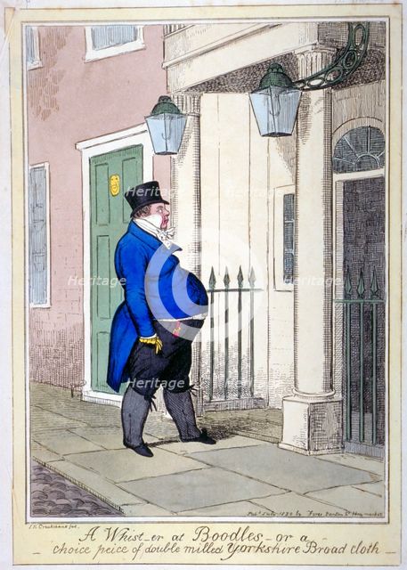 'A whist-er at Boodles - or a choice peice [sic] of double milled Yorkshire broad cloth', 1820.      Artist: Isaac Cruikshank