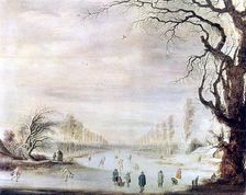 A Winter Landscape with Ice Skaters c1606-1643. Artist: Gysbrecht Leytens