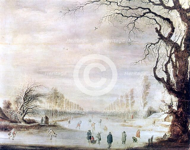 'A Winter Landscape with Ice Skaters', c1606-1643. Artist: Gysbrecht Leytens