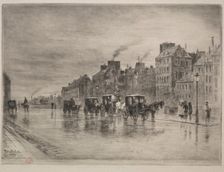 A Winter Morning on the Quai de lHôtel -Dieu, 1876. Creator: Félix Hilaire Buhot (French, 1847-1898)