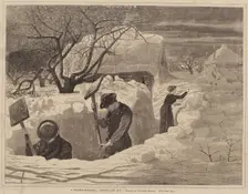 A Winter-Morning, - Shovelling Out, published 1871. Creator: George A. Avery